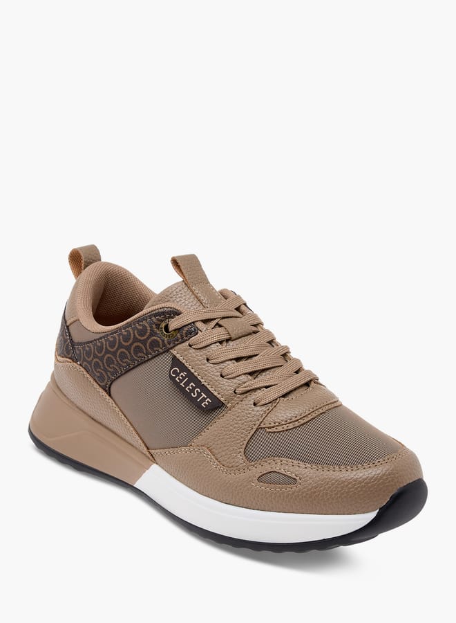 Celeste Women's Monogram Print Sneakers with Lace-Up Closure  - Image 2