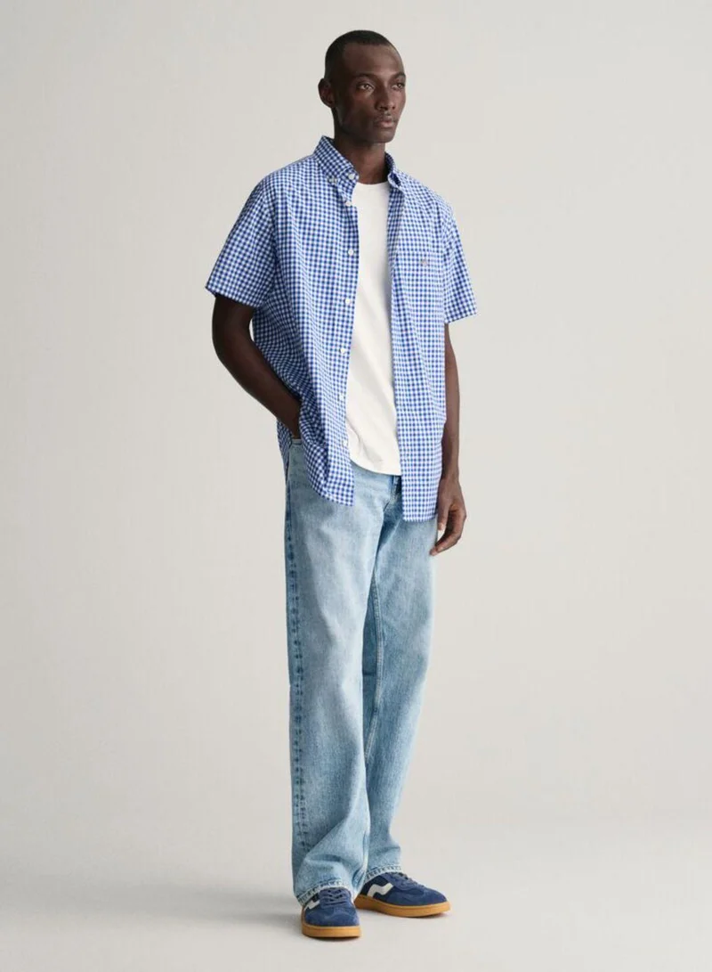 GANT Gant Regular Fit Gingham Poplin Short Sleeve Shirt
