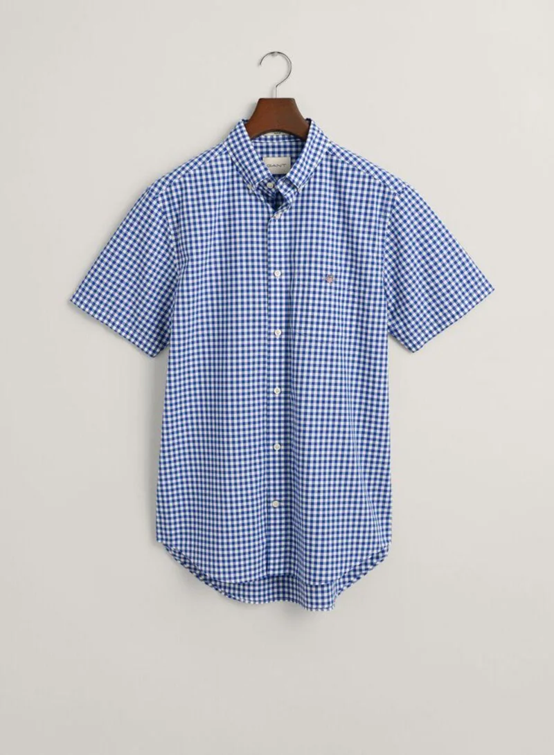 GANT Gant Regular Fit Gingham Poplin Short Sleeve Shirt