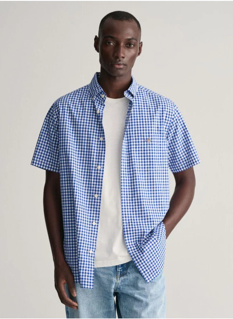 غانت Gant Regular Fit Gingham Poplin Short Sleeve Shirt