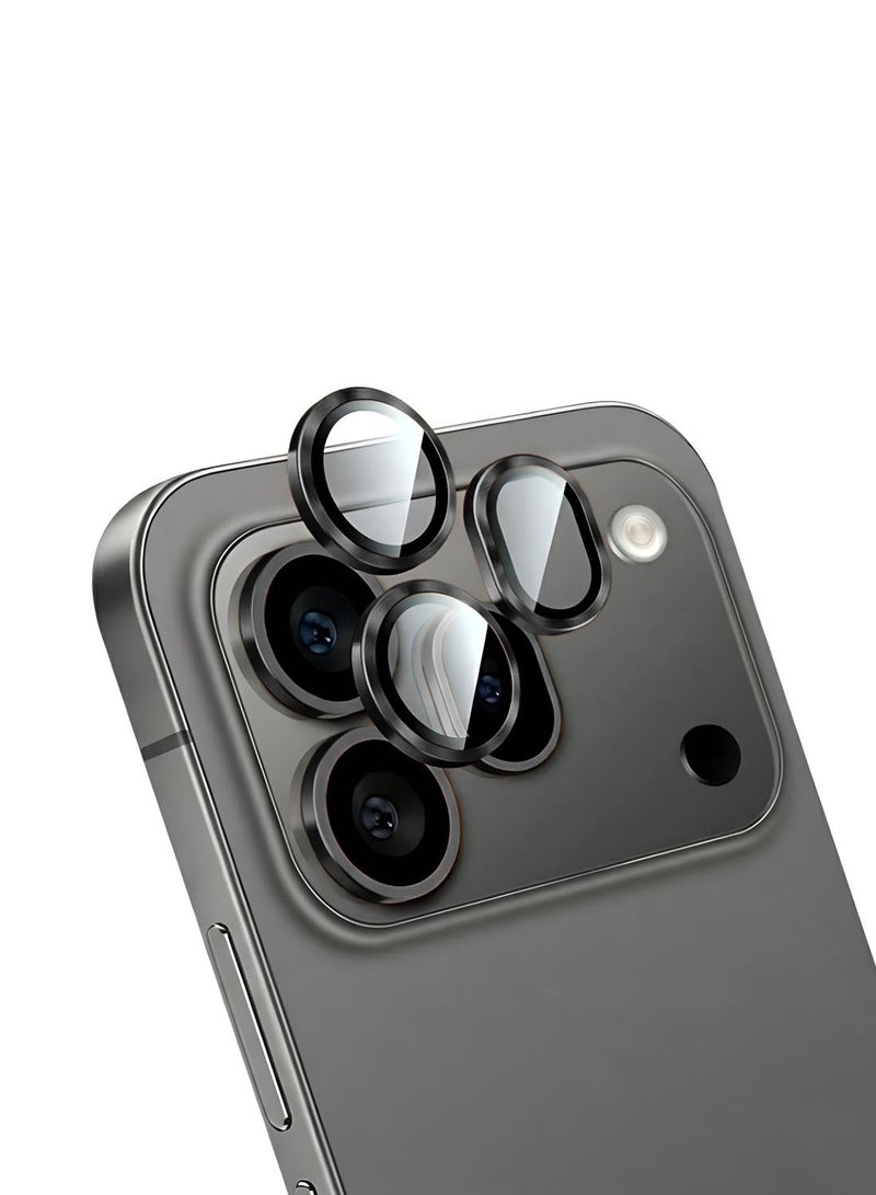 Wtech Honor 600 Pro 5G 2026 Premium Alloy Ring Camera Lens Film Tempered Glass Protector Shield (MLGICR) - Clear/Black - Image 1