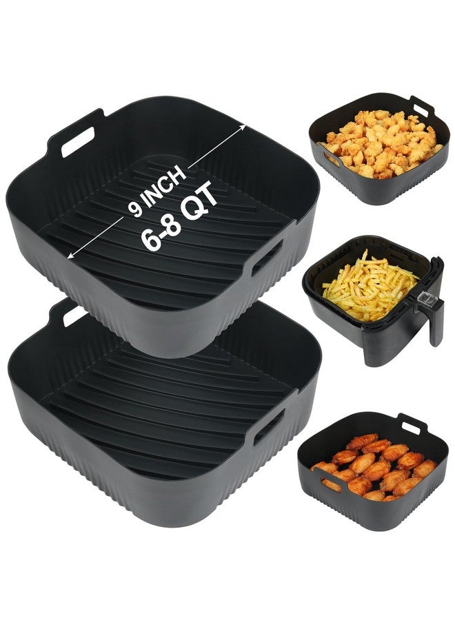 BYKITCHEN BYKITCHEN 9 Inch Square Silicone Air Fryer Liners for 6 to 8QT, Set of 2, Reusable Silicone Airfryer Tray Insert, Air Fryer Accessories for Corsori 6QT, Ninja Airfryer Pro XL 6.5QT, Gourmia & More  - Image 1