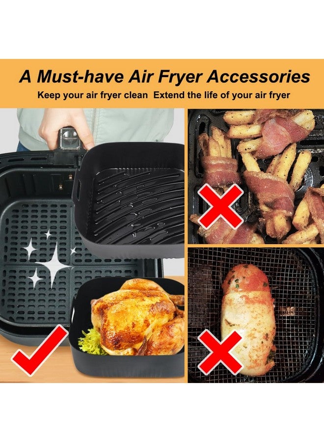 BYKITCHEN BYKITCHEN 9 Inch Square Silicone Air Fryer Liners for 6 to 8QT, Set of 2, Reusable Silicone Airfryer Tray Insert, Air Fryer Accessories for Corsori 6QT, Ninja Airfryer Pro XL 6.5QT, Gourmia & More  - Image 3