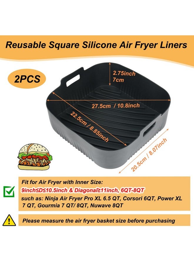 BYKITCHEN BYKITCHEN 9 Inch Square Silicone Air Fryer Liners for 6 to 8QT, Set of 2, Reusable Silicone Airfryer Tray Insert, Air Fryer Accessories for Corsori 6QT, Ninja Airfryer Pro XL 6.5QT, Gourmia & More  - Image 2