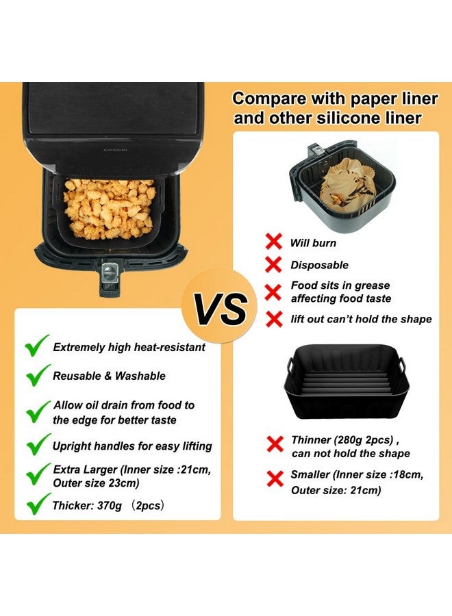 BYKITCHEN BYKITCHEN 9 Inch Square Silicone Air Fryer Liners for 6 to 8QT, Set of 2, Reusable Silicone Airfryer Tray Insert, Air Fryer Accessories for Corsori 6QT, Ninja Airfryer Pro XL 6.5QT, Gourmia & More  - Image 5