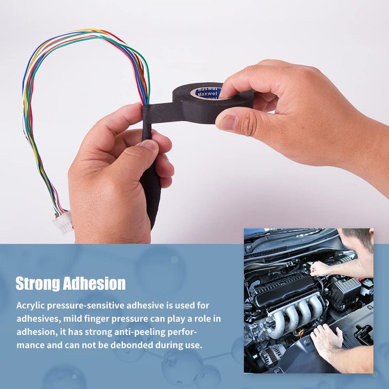 Automotive Wiring Harness Cloth Tape - Maxwel VERSAF51217 Chemical Fiber Cloth High Temp Wire Harness Wrapping Tape for Auto Electrical Wrap, Protection, Insulation 19MM × 25M Pack of 1 Piece - Image 3