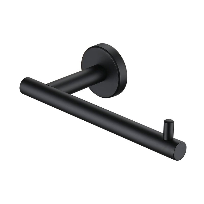 JQK Black Toilet Paper Holder 5 Inch 304 Stainless Steel Thick 08mm Tissue Paper Dispenser Matte Black Wall Mount TPH100PB