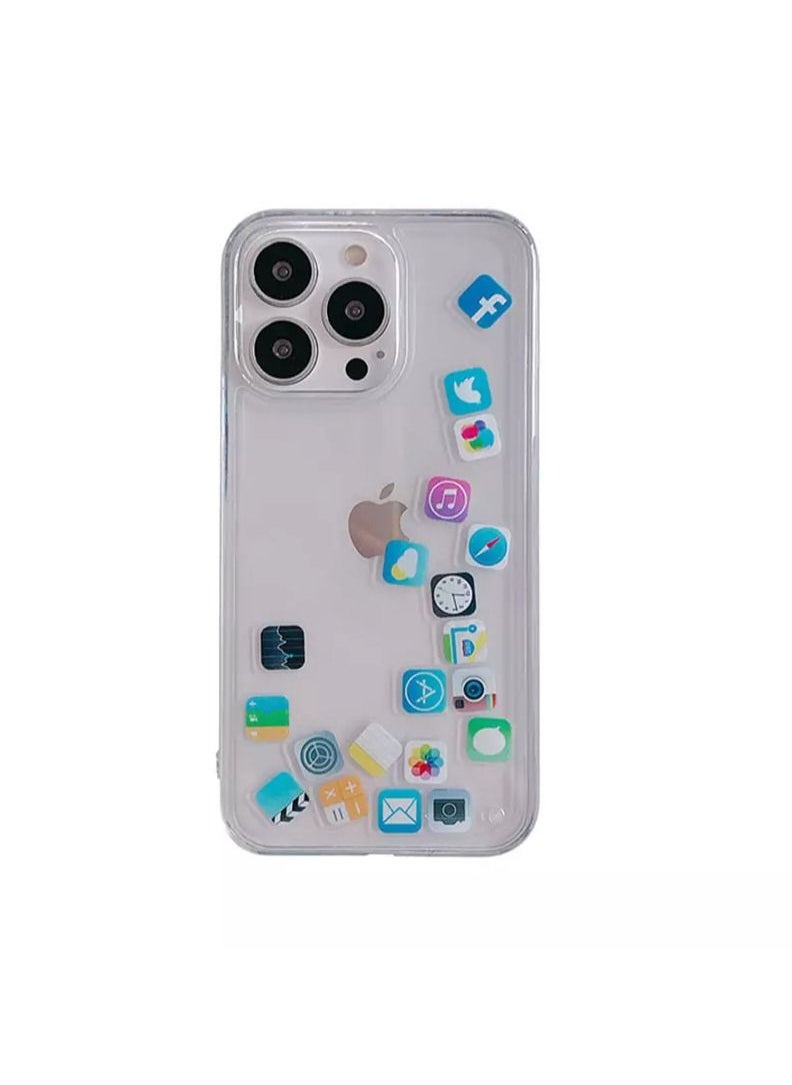 TWEGGON - Creative Floating Sliding APP Icon Quicksand Phone Case Suitable for Apple iPhone 14 Pro 6.1 Clear - Image 1