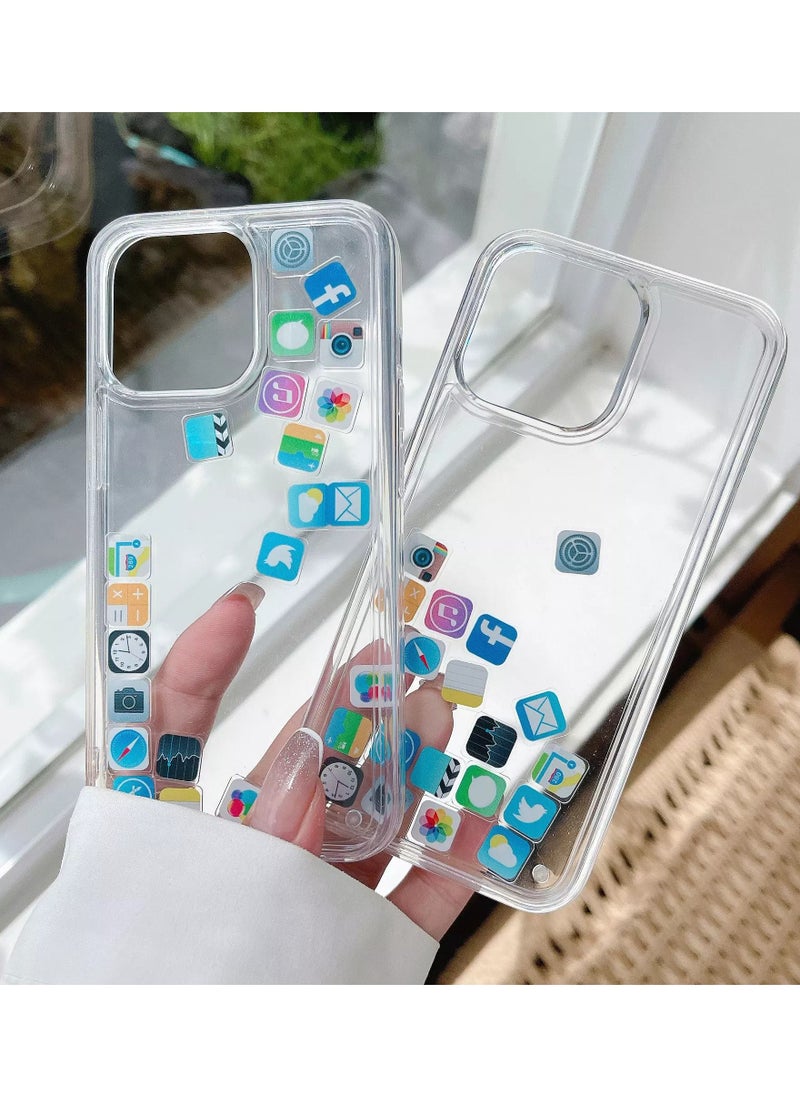 TWEGGON - Creative Floating Sliding APP Icon Quicksand Phone Case Suitable for Apple iPhone 14 Pro 6.1 Clear - Image 1