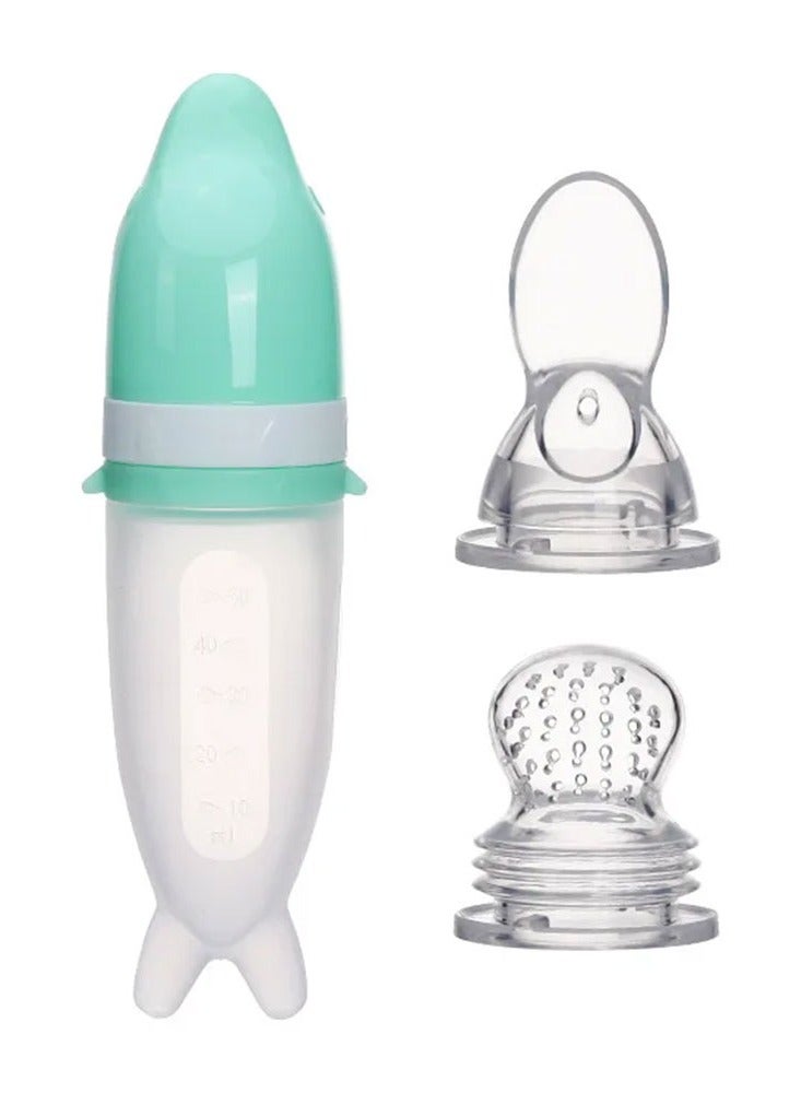 Lucky 3 in 1 Silicone Baby Bottle 50ml - Turquoise