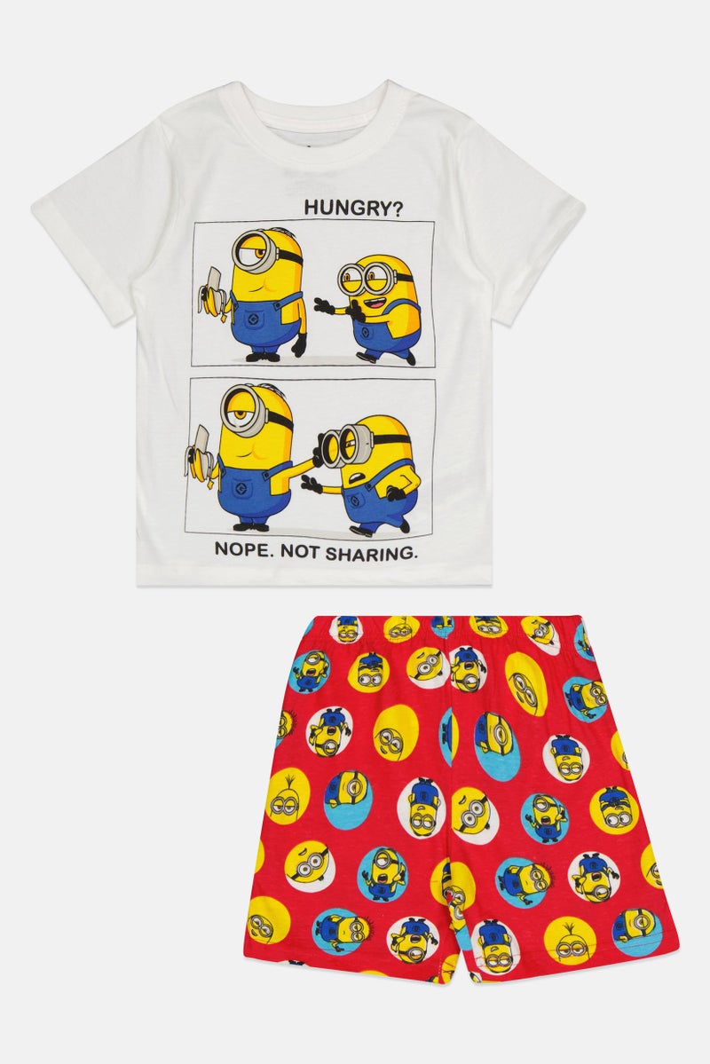 Minions Toddlers Boy 2 Pieces Minions Short Sleeve Top And Bottom Pajama Set, Multicolor - Image 1