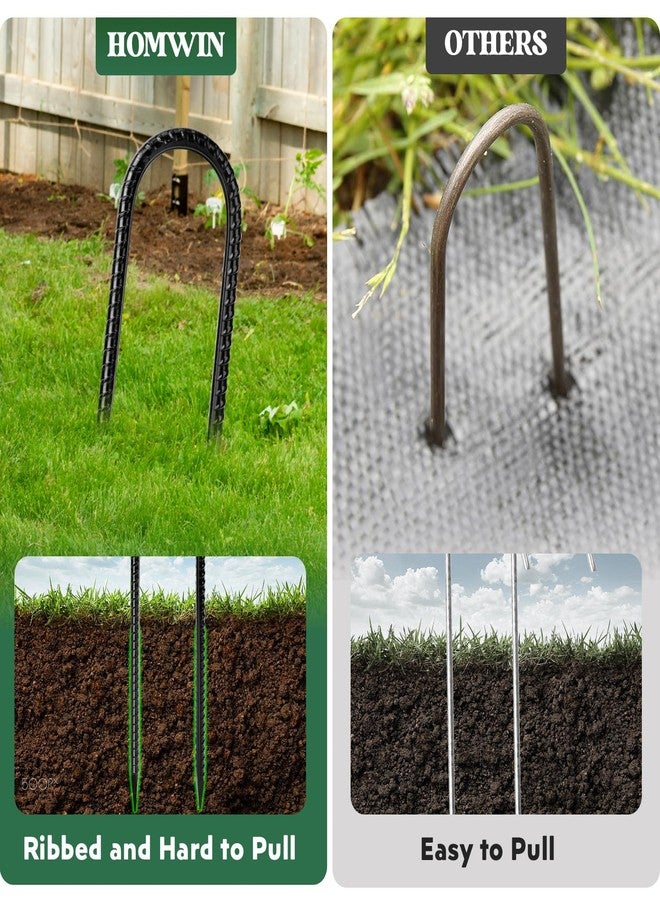 Homwin 12 inches 12-Pack Trampoline Stakes Anchors High Wind Stake Heavy Duty U Hooks for Ground Lawn Garden Yard Stakes for Decorations Swing Set Shed - Image 3