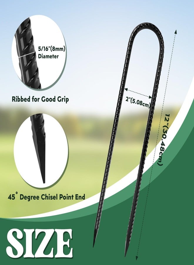 Homwin 12 inches 12-Pack Trampoline Stakes Anchors High Wind Stake Heavy Duty U Hooks for Ground Lawn Garden Yard Stakes for Decorations Swing Set Shed - Image 2