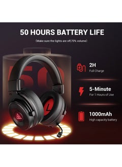 EKSA Gaming Headset with Detachable Noise Cancelling Mic, 7.1 Surround Sound, Wireless/Bluetooth/Wired Connection  - Image 2