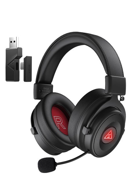 Gaming Headset with Detachable Noise Cancelling Mic, 7.1 Surround Sound, Wireless/Bluetooth/Wired Connection