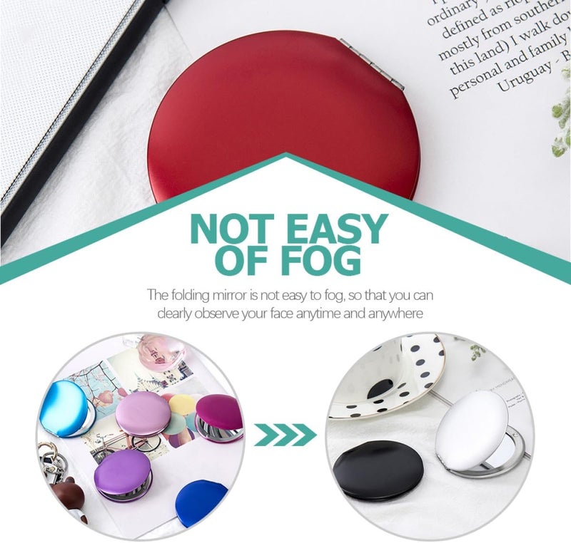 6pcs Portable Small Round Foldable Mini Mirrors for Travel Makeup, Pocket Compact Mirrors in Metal, Red, Violet, Gold, Black, and Peacock Blue Colors - Image 3