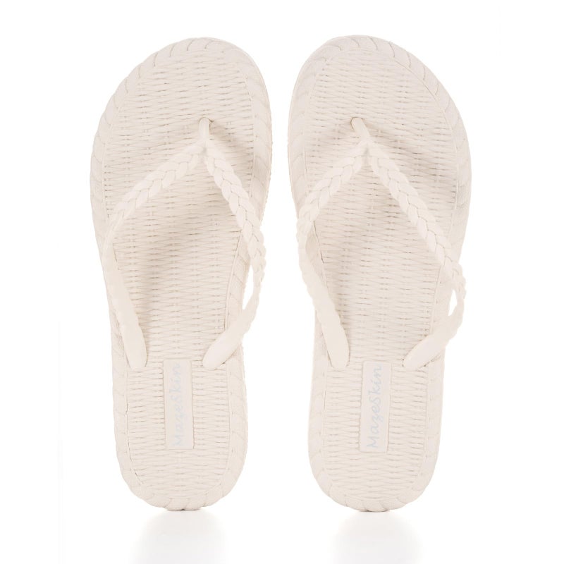 mazeskin Beach Soft Flip Flops for Women Shower Bath Quick Drying House Slippers Shoes Non-Slip Rubber Thong Sandals,Beige US8 - Image 4