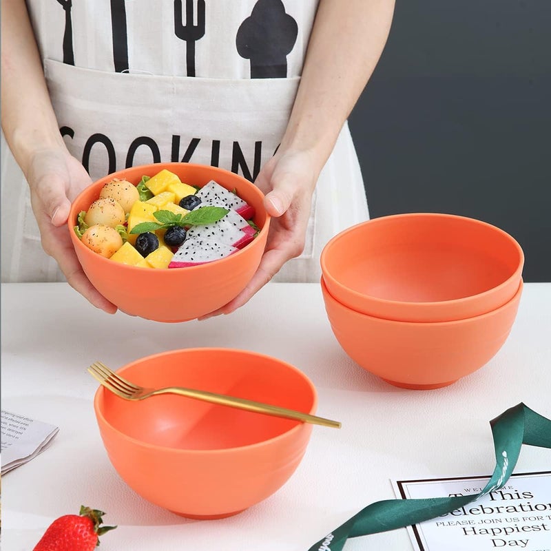 Kyraton Cereal Bowls 4 Pieces Unbreakable And Reusable Light Weight Bowl For Rice Noodle Soup Snack Salad Fruit Dishwasher Safe Microwave Safe BPA Free Orange - Image 2