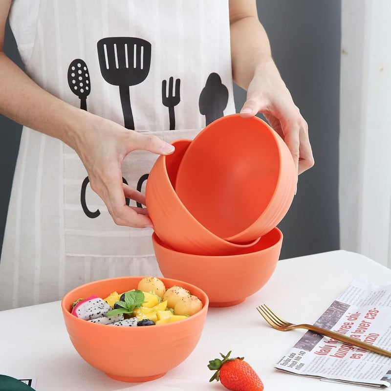 Kyraton Cereal Bowls 4 Pieces Unbreakable And Reusable Light Weight Bowl For Rice Noodle Soup Snack Salad Fruit Dishwasher Safe Microwave Safe BPA Free Orange - Image 3