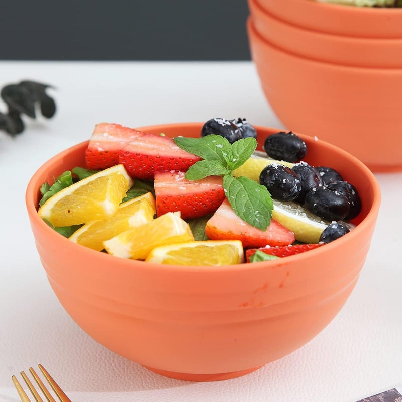 Kyraton Cereal Bowls 4 Pieces Unbreakable And Reusable Light Weight Bowl For Rice Noodle Soup Snack Salad Fruit Dishwasher Safe Microwave Safe BPA Free Orange - Image 5