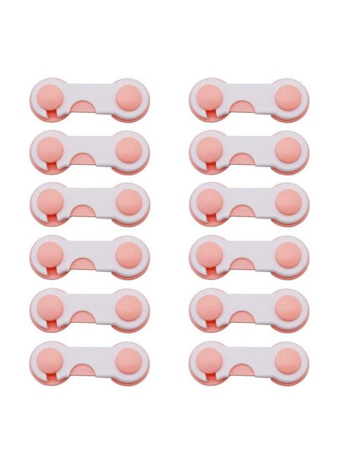 (Pack Of 12) Easy To Use Dotted With Smiley Ends Child Proof Cabinet Lock