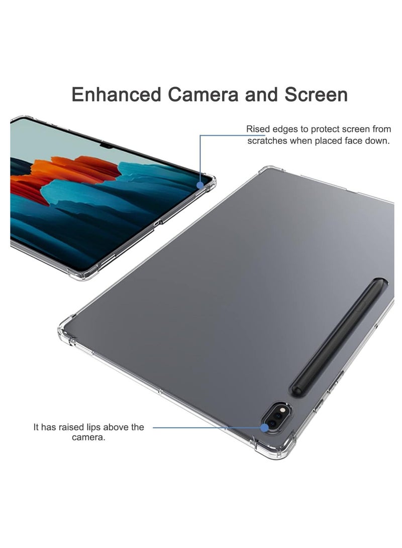 Case Fits Samsung Galaxy Tab S8 Plus 2022 / Tab S7 FE 2021 / Tab S7 Plus 2020 12.4-inches, Reinforced Corners Ultra Clear Soft Flexible Transparent TPU Cover Shell Tab S7fe/S8+/S7+ Clear Case - Image 5