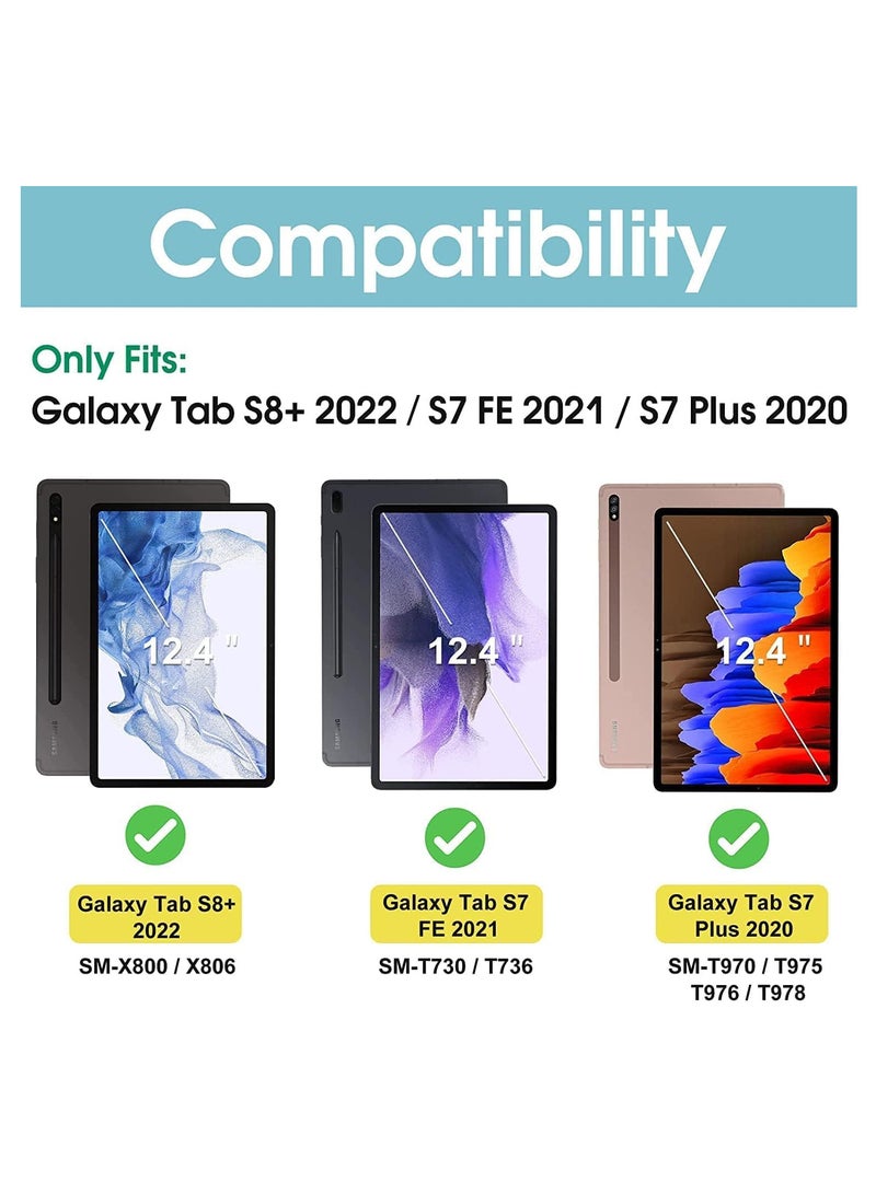 Case Fits Samsung Galaxy Tab S8 Plus 2022 / Tab S7 FE 2021 / Tab S7 Plus 2020 12.4-inches, Reinforced Corners Ultra Clear Soft Flexible Transparent TPU Cover Shell Tab S7fe/S8+/S7+ Clear Case - Image 2