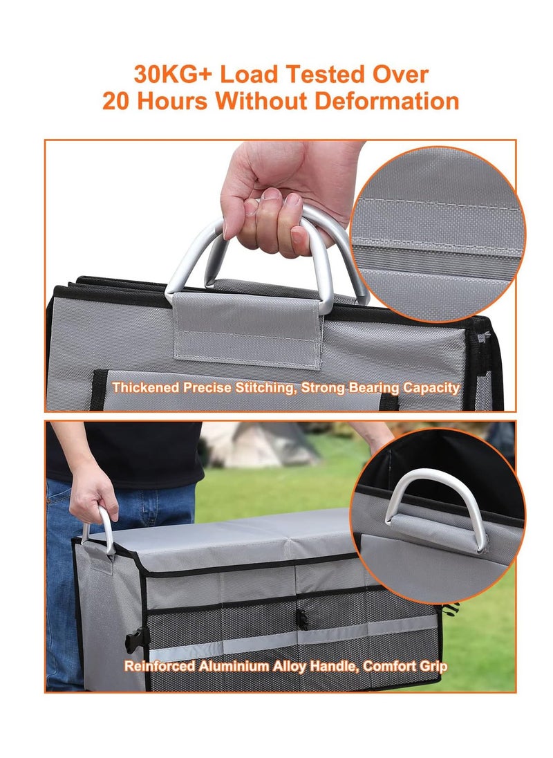 Arabest - Car Boot Organiser, Collapsible Trunk Organizer with Reinforced Handles, Reflective Strip, Car Boot Tidy Collapsible Organizer 3 Compartments, Non Slip Bottom, Adjustable Securing Straps - Grey - Image 1