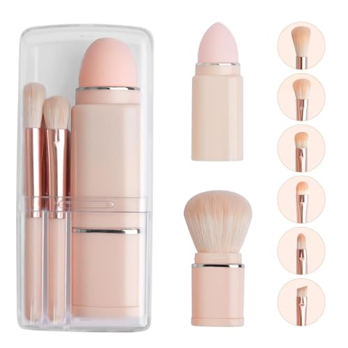 MeSkin Travel Makeup Brushes Set: 8-in-1 Mini Foundation Brush, Portable Face Powder Brush, Blush Concealers, Eye Makeup Brushes, Puff Sponge with Organizers and Storage Boxes (Pink) - Image 1