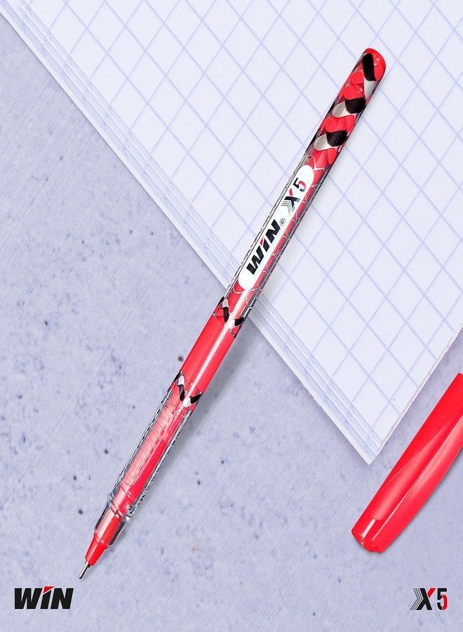 دبليو آي أن مجموعة أقلام حبر جاف WIN X5 | 60 قلمًا (50 أزرق، 8 أسود، 2 أحمر) | رأس 0.7 مم | تدفق سلس للحبر | قبضة مريحة | أقلام للكتابة | هدايا أنيقة للفتيات والأطفال | للمدرسة والمكتب والأعمال | فاخر - Image 4