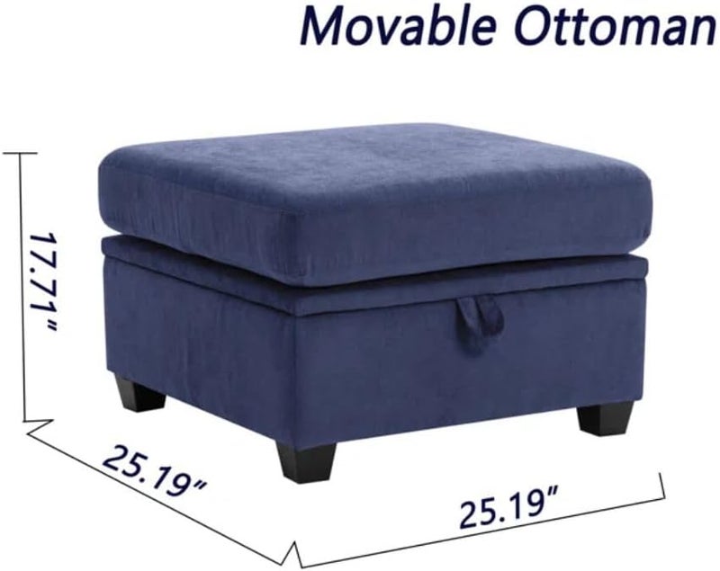 Comfynest Modern Square Modular Ottoman - Blue - Image 2
