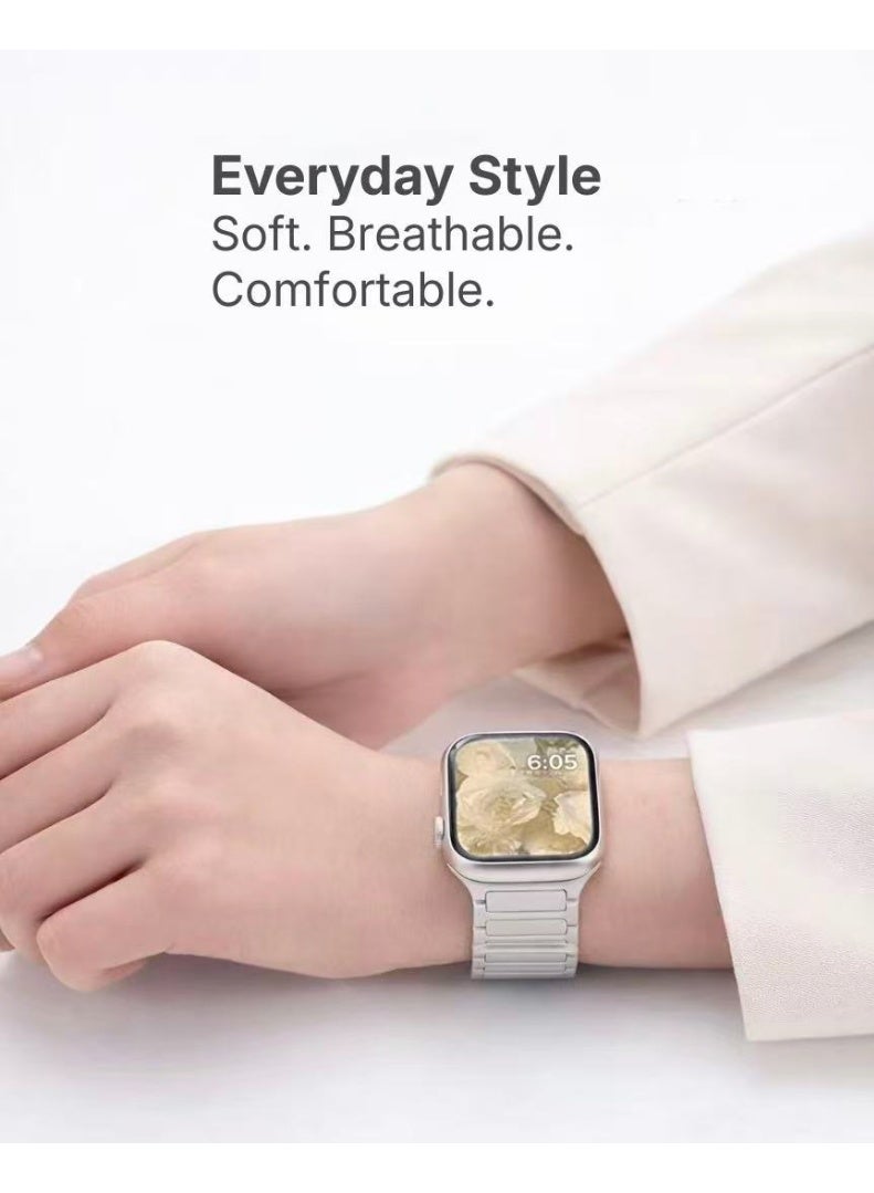 حزام سيليكون مغناطيسي متوافق مع Apple Watch مقاس 42/44/45/46/49 مم، حزام رياضي ناعم بديل بإغلاق مغناطيسي آمن لسلسلة 1–10 و SE و Ultra - Image 2