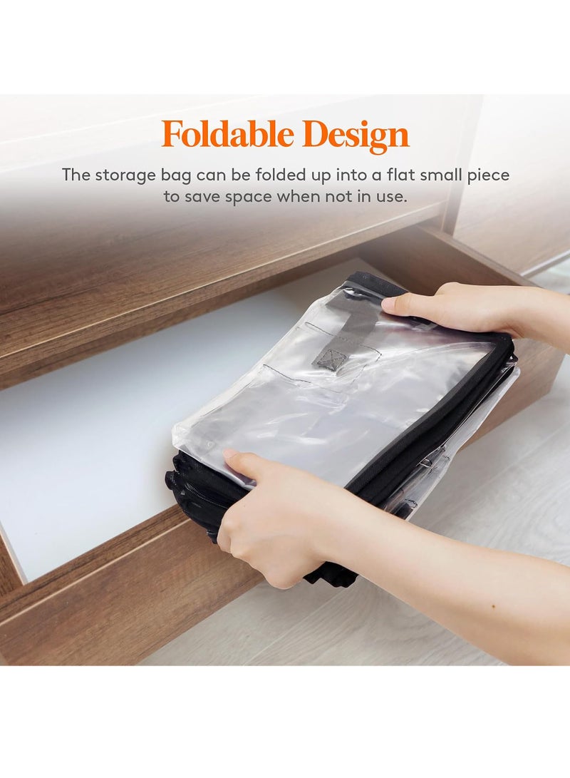 4 Pack Clear Clothes Storage Bags, 60L Plastic Blanket Storage Bags, Vinyl Foldable Moving Bags with Zipper, Closet Organizers and Storage Containers for Bedding, Duvet, Pillow
