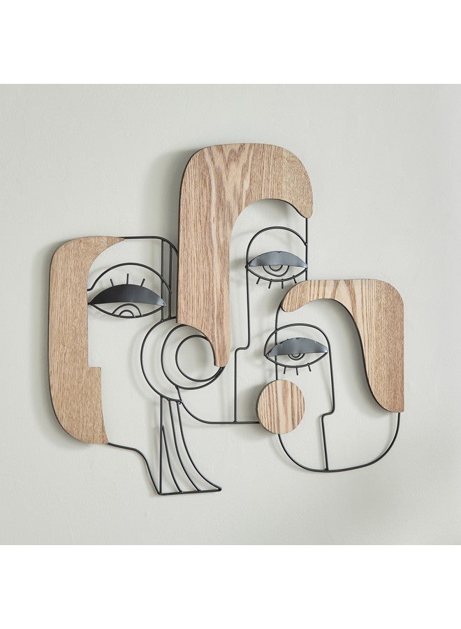 Home Box Jorja Faces Wood and Metal Wall Art 57.2 x 1.9 x 50.2 cm  - Image 1