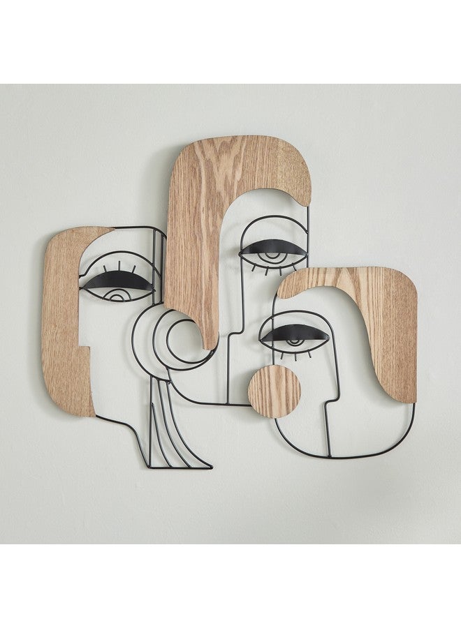 Home Box Jorja Faces Wood and Metal Wall Art 57.2 x 1.9 x 50.2 cm  - Image 2