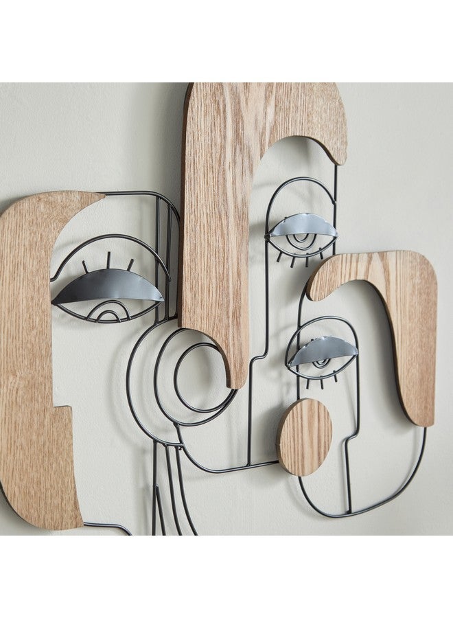 Home Box Jorja Faces Wood and Metal Wall Art 57.2 x 1.9 x 50.2 cm  - Image 3