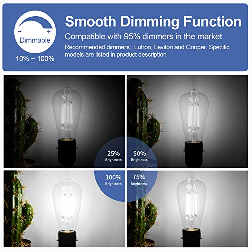 BesLowe 12Packs ST64 Large Vintage LED Edison Bulbs, 60W Equivalent 7W, 800Lumens, Dimmable Antique LED Filament, 5000K Cool White, E26 Medium Base Light Bulbs High Brightness Clear Glass for Bedroom Office - Image 3