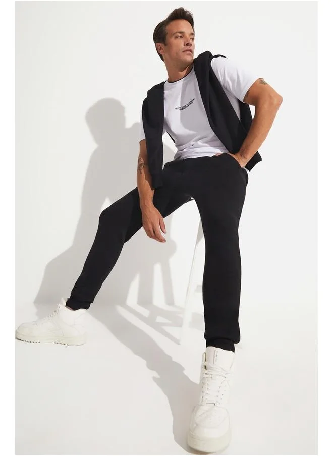 جون June Men Shirred Sweatpant Black