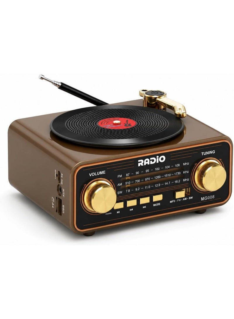 Multifunctional Retro Portable Radio with Bluetooth, FM/AM/SW Radio, USB/TF/AUX Music Player, Type-C Rechargeable Battery, and Built-in Speaker for Home and Office - Image 1