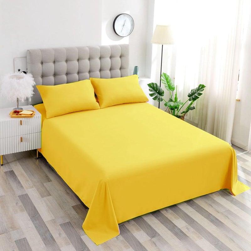 Ghooss King Size Bed Sheets Set 4 Pieces Ultra Soft, Brushed, Fade Resistant 1800 Series Microfiber Hotel Luxury Bedding Sheets - 14" Deep Pocket Sheets & Pillowcases, Easy Care - Yellow, King - Image 2