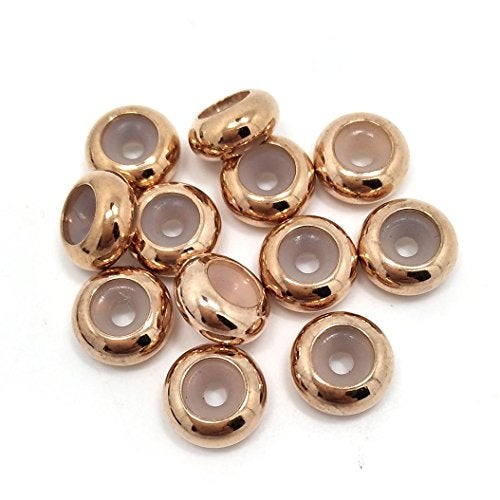 YIQIFLY Stopper Beads 20pcs Stainless Steel Insert Rubber Stopper Beads fit Bracelet and Necklace (Rose Gold) - Image 1