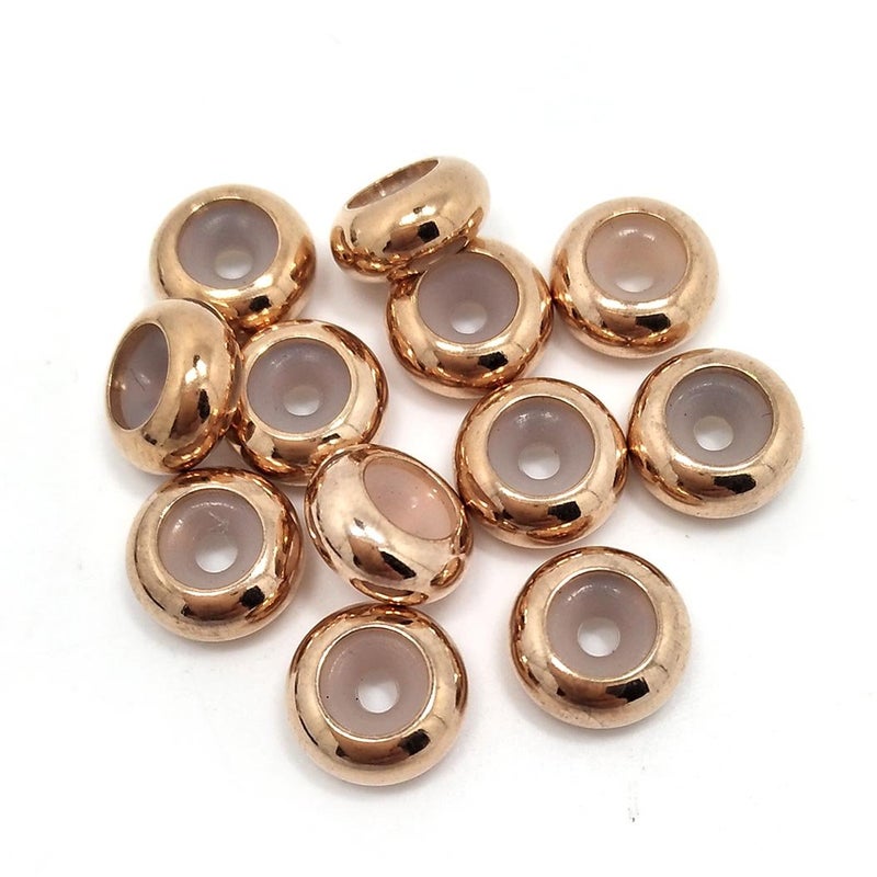 YIQIFLY Stopper Beads 20pcs Stainless Steel Insert Rubber Stopper Beads fit Bracelet and Necklace (Rose Gold) - Image 4