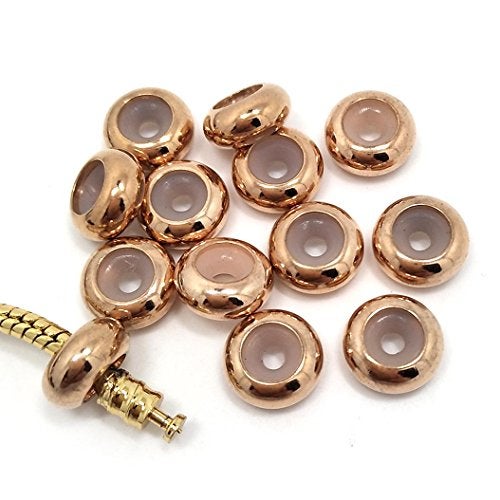 YIQIFLY Stopper Beads 20pcs Stainless Steel Insert Rubber Stopper Beads fit Bracelet and Necklace (Rose Gold) - Image 2