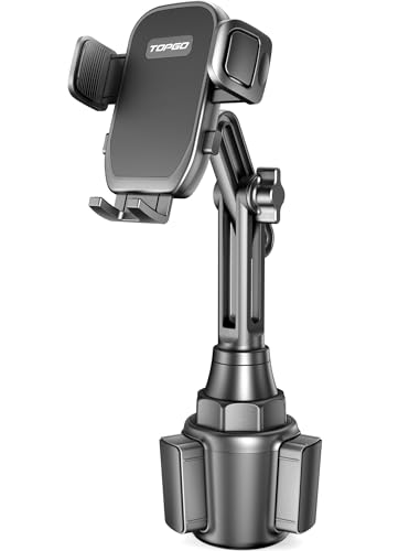 TOPGO Cup Holder Phone Mount No Shaking HeightAdjustable Pole Cup Phone Holder for Car Cell Phone Cradle for iPhone iPhone14 Samsung and More Smart PhoneBlack - Image 1