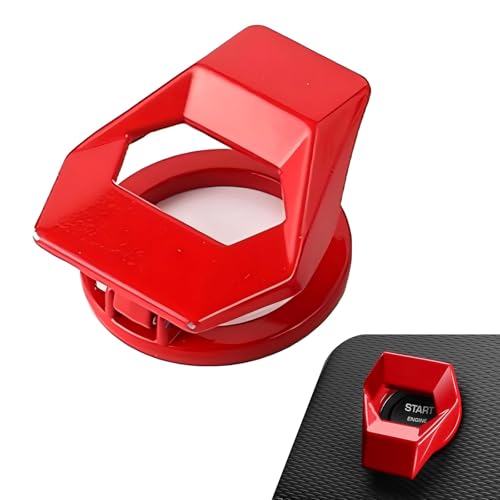 Ferianl Push Start Button Cover Zinc Alloy Car Engine Start Stop Button Cover Protector Motorcycle Ignition Key Switch Cover DIY Car Interior Decor Universal for SUV Sedan MotorcycleRed - Image 1