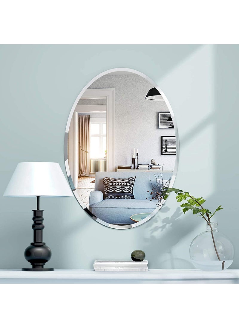 Khushi Decors Khushi Decors Plain Mirror Glass for Bathroom Wall Decorative Home Decor Mirror Glass for Bedroom Living Room Drawing Room Hall Makeup Room and Wash Basin Size 14x20 Oval Plain 
