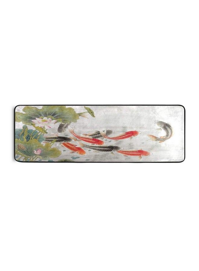ALAZA Asian Lotus And Koi Fish Runner Area Rug Non Slip Floor Mat For Hallway Entryway Living Room Bedroom Dorm Home Decor 72X24 Inches  - Image 2