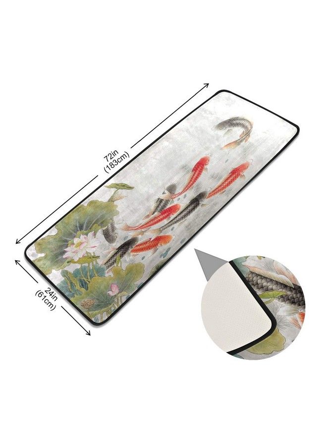 ALAZA Asian Lotus And Koi Fish Runner Area Rug Non Slip Floor Mat For Hallway Entryway Living Room Bedroom Dorm Home Decor 72X24 Inches  - Image 3