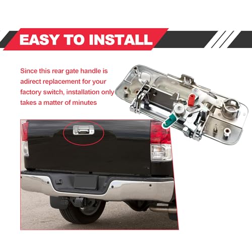 RBOKO Tailgate Handle Liftgate Latch Handle, Compatible with 2007-2013 Toyota Tundra, Replaces# 69090-0C051, 690900C051, 81214, with Exterior Rear Camera Hole(Chrome) - Image 4