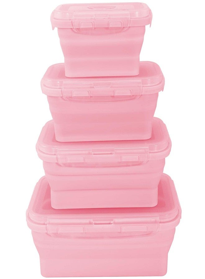 Bgtecho 4 Pack Collapsible Silicone Food Storage Containers with Lids, Silicone Lunch Box for Kitchen, Foldable Collapsible Meal Prep Container, Microwave, Freezer & Dishwasher Safe, BPA Free - Image 1